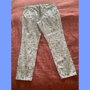 Beautiful white & navy flowered pants! NYDJ slimming and comfy!